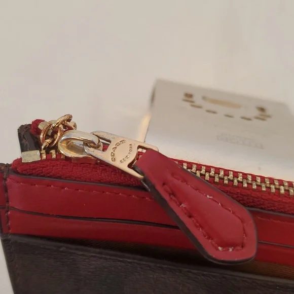 Coach Brown and Red Card Case EUC - Picture 4 of 5